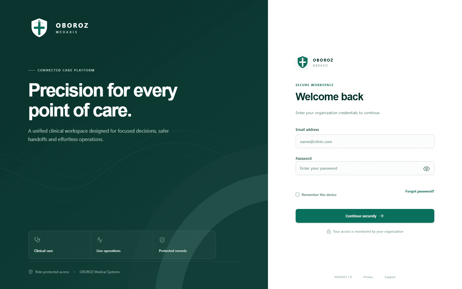 Hospital Management System secure sign-in interface